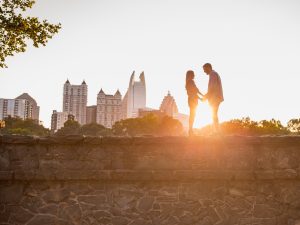 Couple with sunflare at Atlanta park