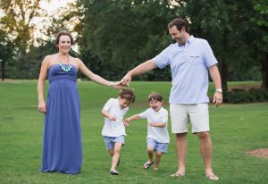 playful boys with parents