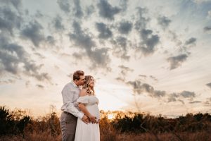 maternity photo session under amazing sky