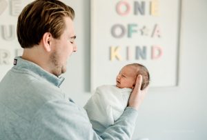 dad with newborn in midtown atlanta