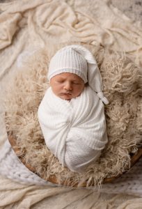 posed baby boy in home newborn session