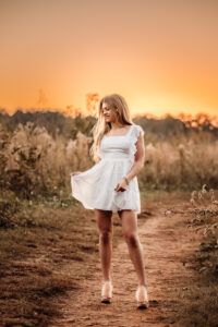 roswell senior photos with a stunning golden sunset