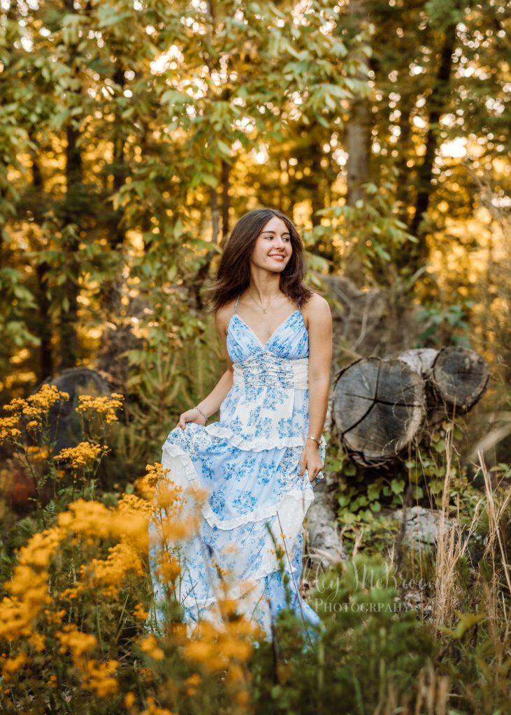Creekview High School senior portrait in golden evening light in Canton, Georgia