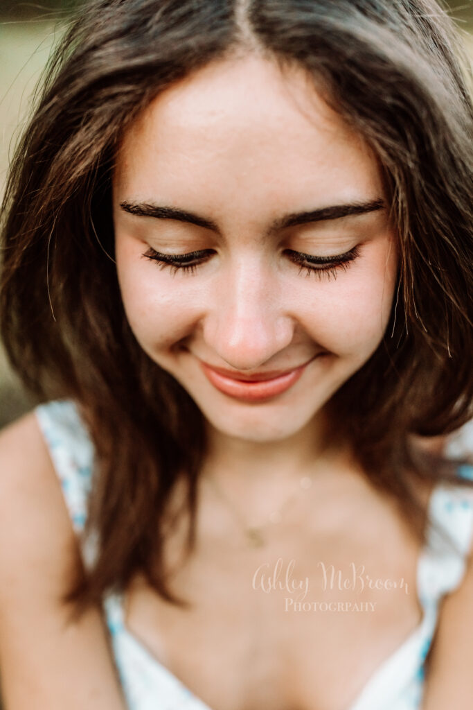 Close-up outdoor senior portrait during a Canton, Georgia senior photography session